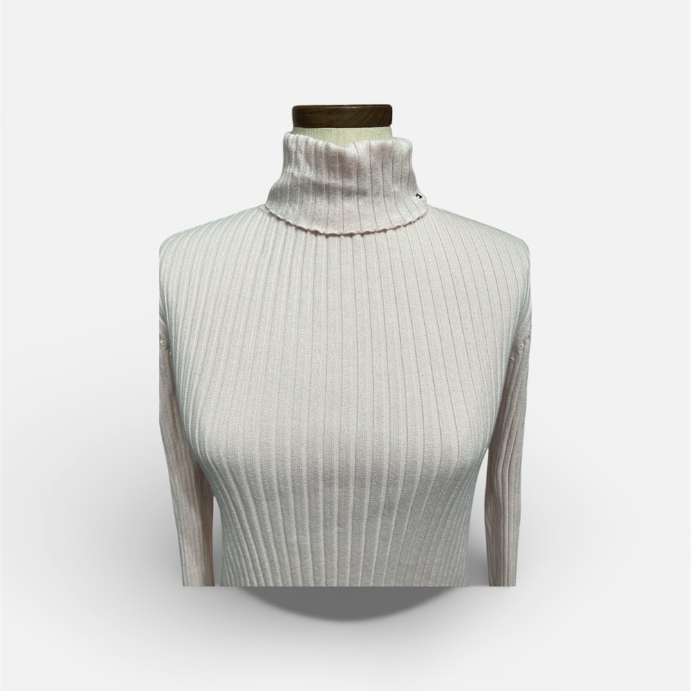 Tommy Hilfiger Women's Pink Ribbed Turtleneck Sweater - Picture 6 of 7